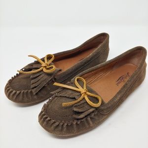 Lucky Brand Leather Suede Moccasins Loafers Anchor
